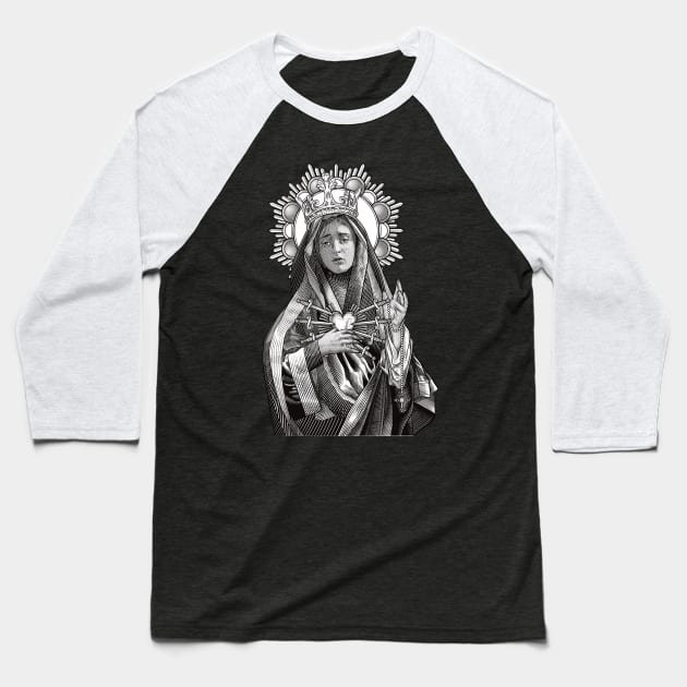 Mater Dolorosa Our Lady of Sorrows Baseball T-Shirt by Beltschazar